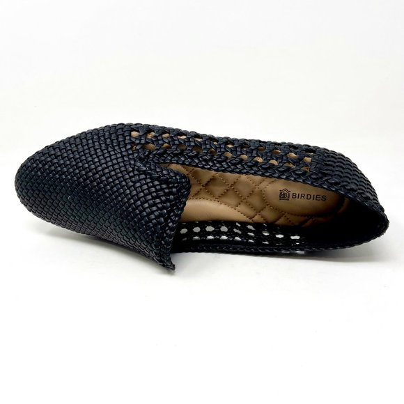 Birdies The Starling Black Woven Womens Slip On Vegan Leather Loafers - Picture 4 of 5